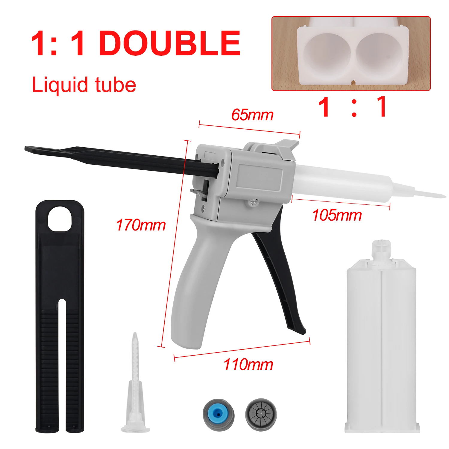 50ML Manual Dispensing Gun 1:1 Caulking Gun Dispenser AB Epoxy Sealant Glue Gun Applicator Glue Adhensive Squeeze Tools