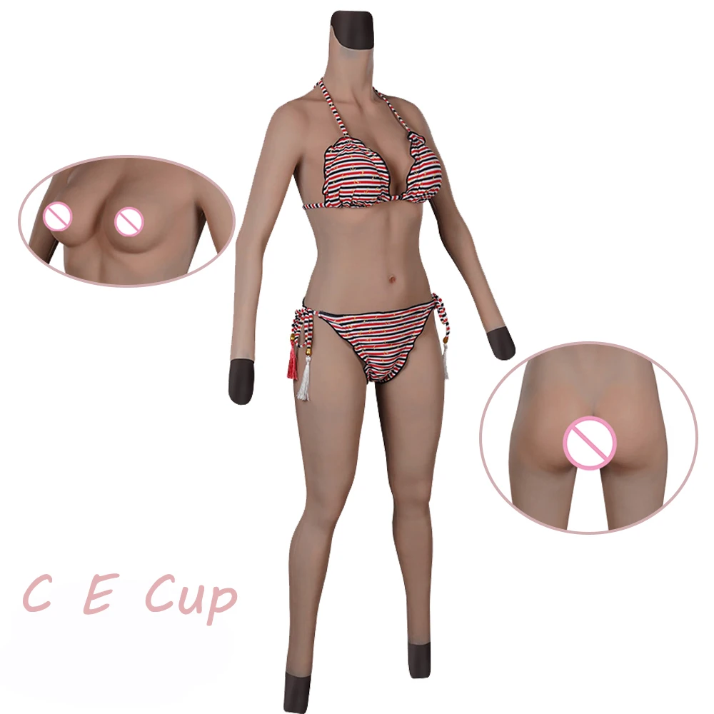 

C E Cup Silicone Fake Chest Suit with Fake Vagina Cosplay Costumes for Drag Queen Crossdresser Transgender Sissy