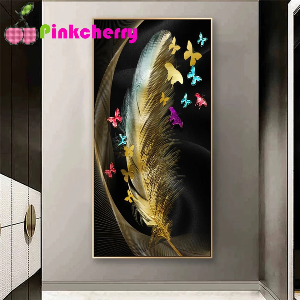 

Golden Feather 5D DIY Diamond Painting Full Square Round abstract Diamond emboridery Art Mosaic Cross Stitch home decor k598