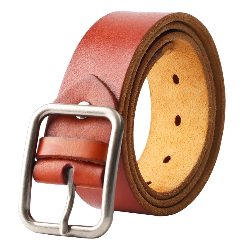 Cinturón Vintage 100% de cuero genuino para hombre, correa de cuero de vaca Natural de alta calidad para pantalones vaqueros o pantalones