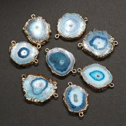 New Hot Natural Stone Agates Druzy Pendant Charms Connector Irregular Quartz Pendants For Jewelry Making DIY Necklace Gift