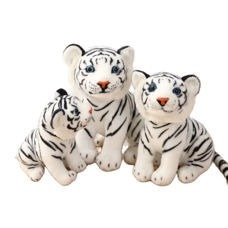 23-33Cm Leuke Levensechte Tijger Gevulde Dieren Wit Tigers Knuffel Real-Life Wilde Bos Dieren Kids speelgoed Gift Voor Jongen Baby Knuffel