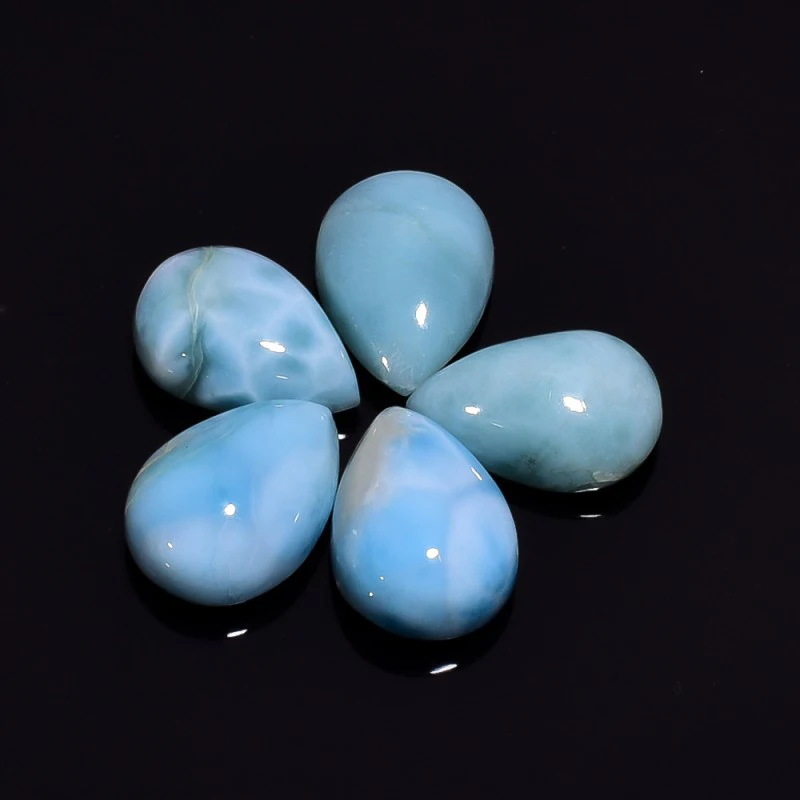 Pierres précieuses en vrac, 0.85 Ct, 3x5mm, en Larimar dominais, Cabochon, poire