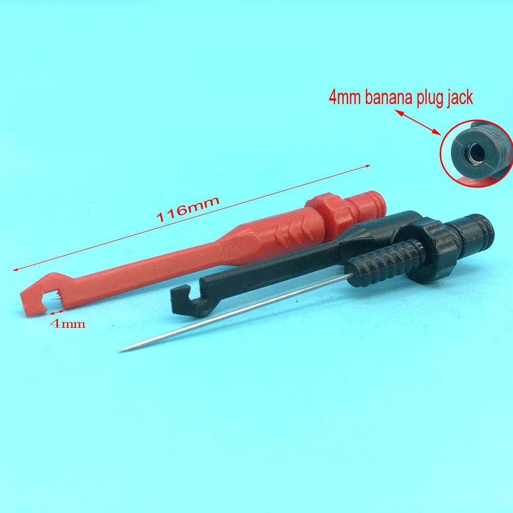 Red black Safety Non-Destructive Wire-Piercing Probes With 4mm Jack Puncture Probe Multimeter Automotive Test Hook Tool