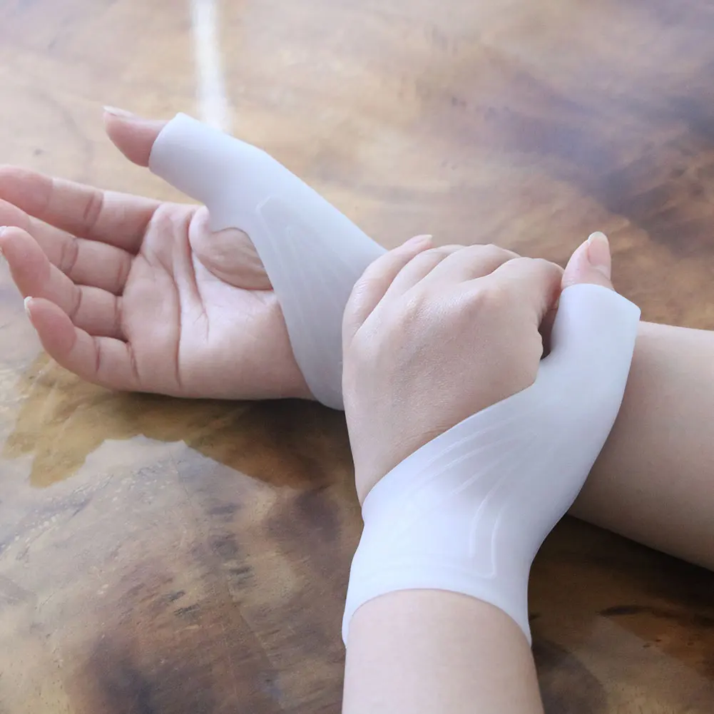 Guantes de Gel de silicona para terapia de muñeca, soporte para pulgar, Corrector de presión para artritis, guantes de protección para tendinitis