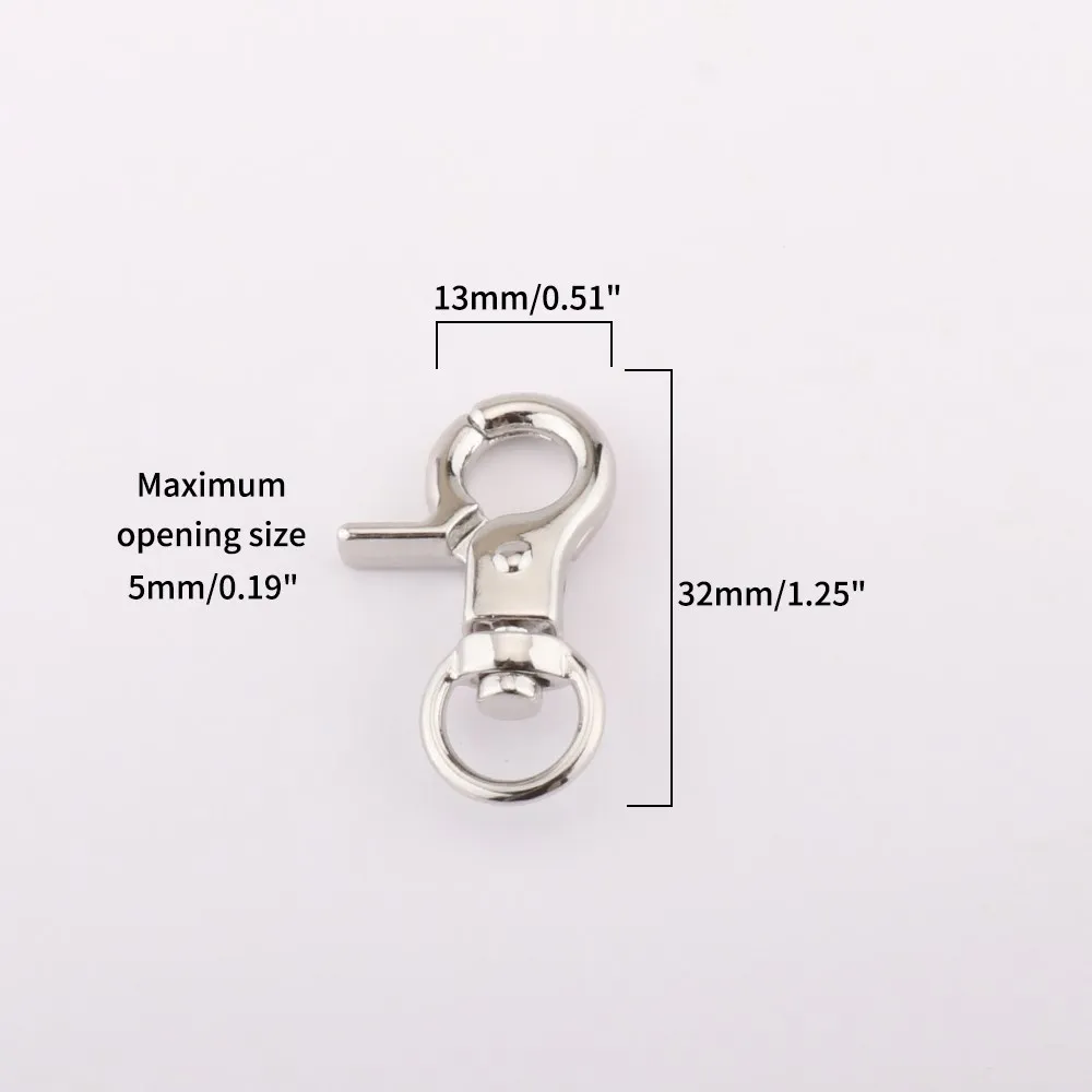 10Pcs Metal Swivel Buckle Dog Buckle Key Ring Key Hook Retainer Ring Millet Buckle I-Buckle DIY Craft Lobster Buckle 8 sizes