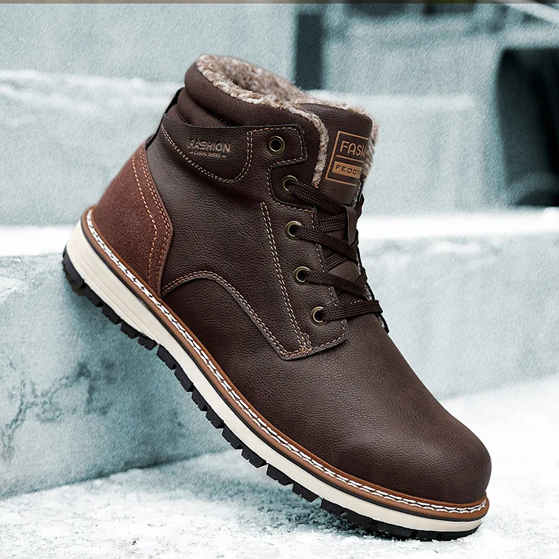 

New Snow Boots Protective and Wear-resistant Sole Man Boots Warm and Comfortable Winter Walking Boots Big Size 39-46 yuj890