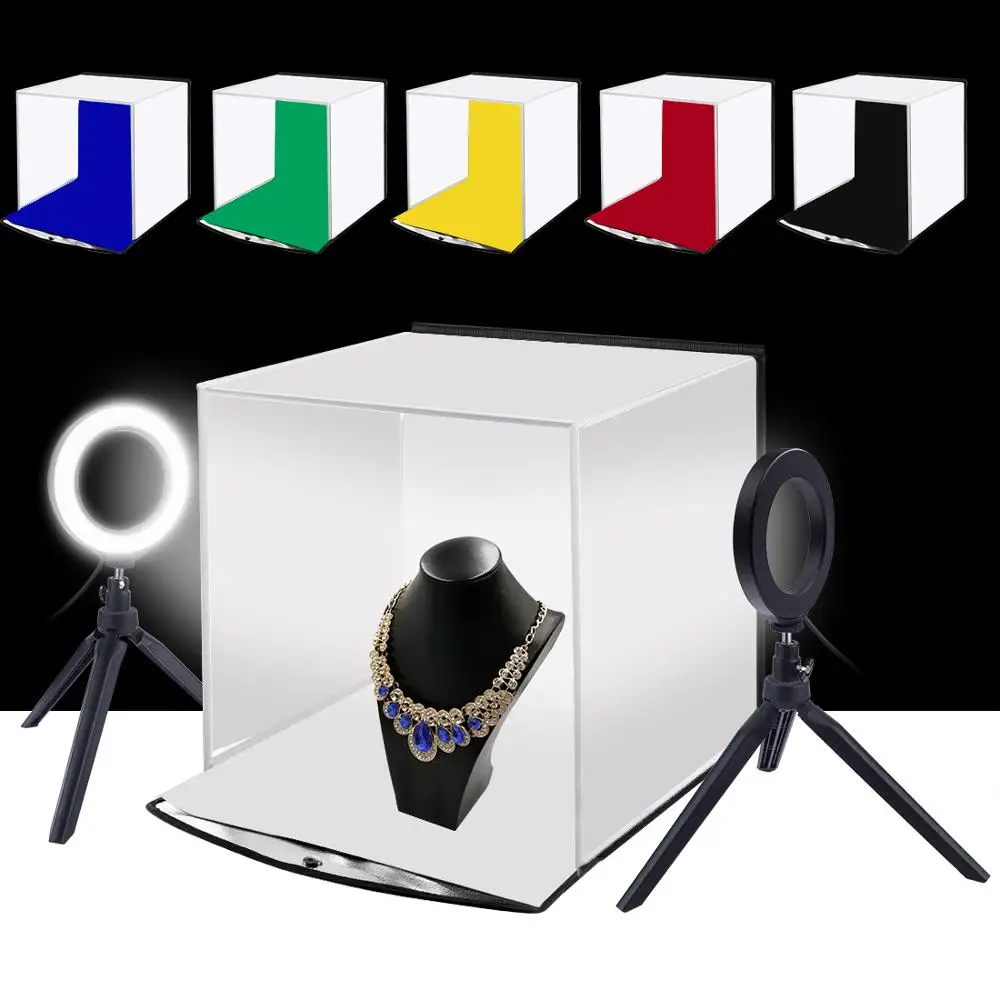 PULUZ 30CM Folding Lightbox Tabletop Shooting Softbox Mini Photo Studio with Ring Light Soft Box for Product Photography