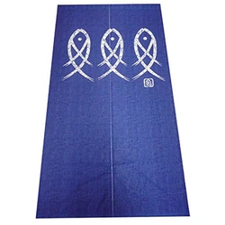 JFBL Hot Japanese Noren Doorway Curtain Ancient Character Fish Tapestry For Home Decoration Blue 33X59Inch