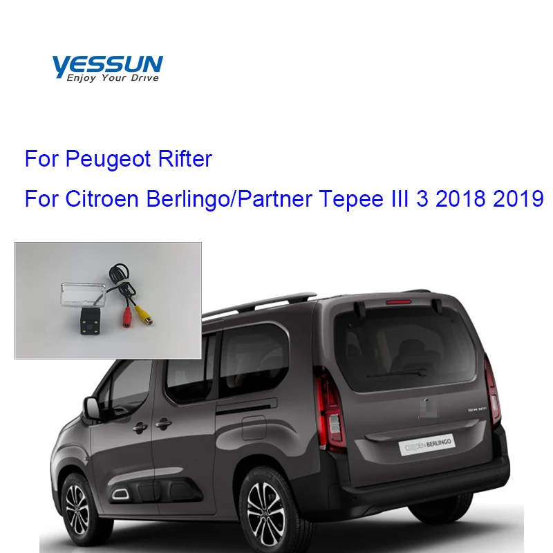 Yessun trajectory dyanamic line Rear view camera  For Peugeot Rifter Berlingo III 3 2018 2019 4D 5D license plate camera/led