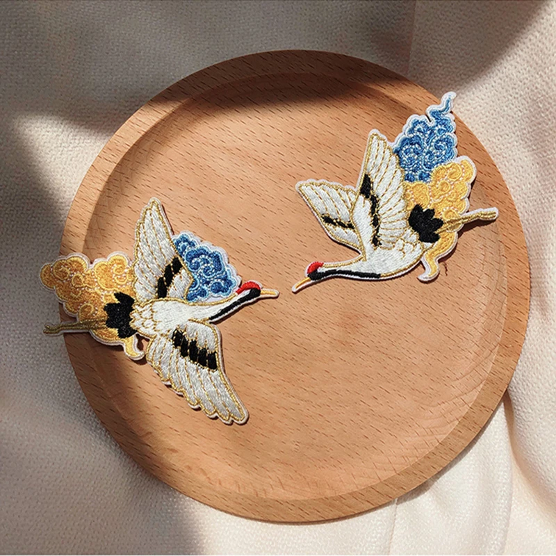 AHYONNIEX 1 Pair Crane Fish Birds Swallows Patches for Clothing Stickers On Clothes Iron On Parch