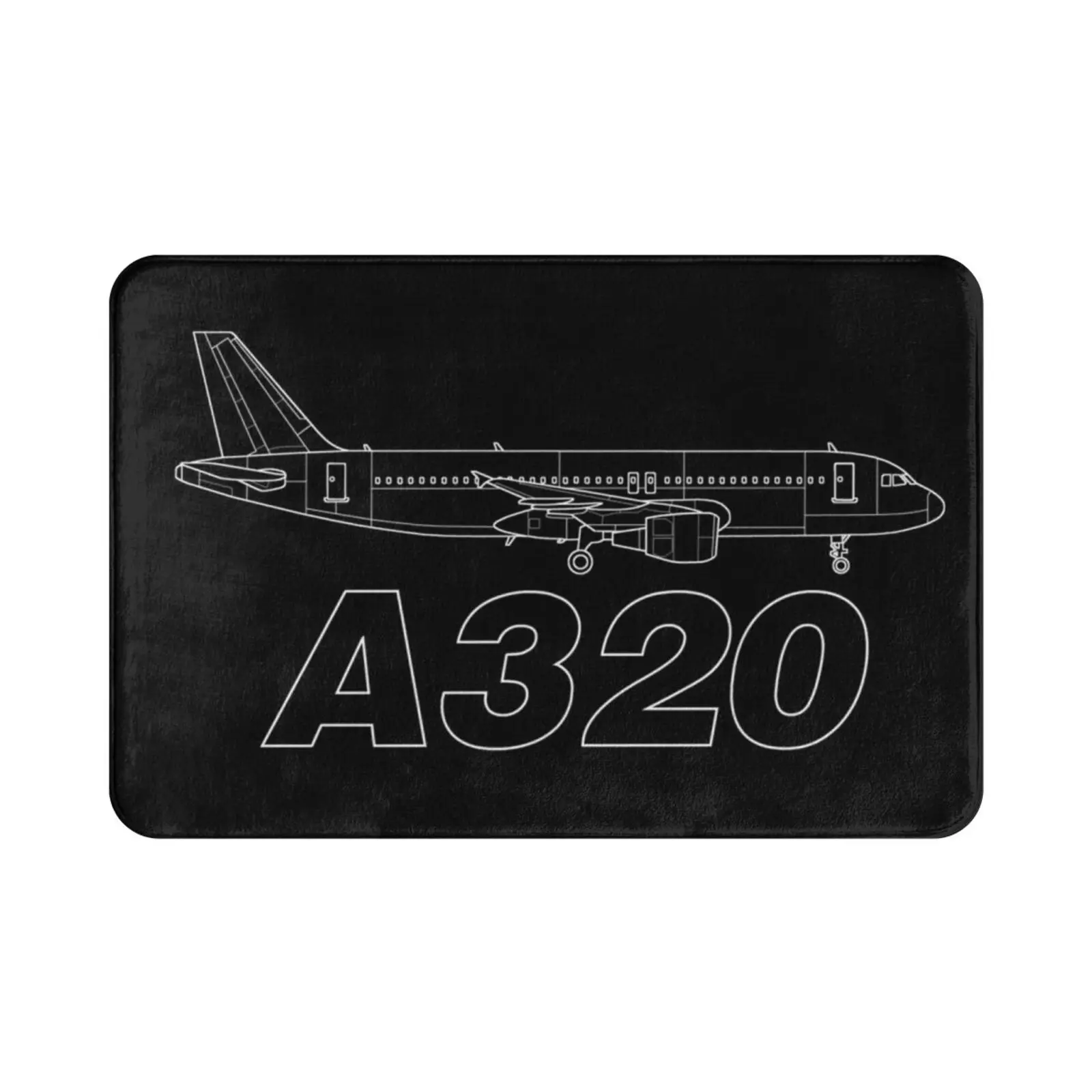 Airbus A320 ( Engines ) White Outline Carpet Mat Rug Cushion Soft Airplane Air Sky Plane Flying Engine Airbus A320 Boeing