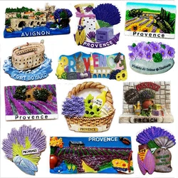 Handmade Painted France Provence Lavender 3D Fridge Magnets Tourism Souvenirs Refrigerator Magnetic Stickers Home Decor