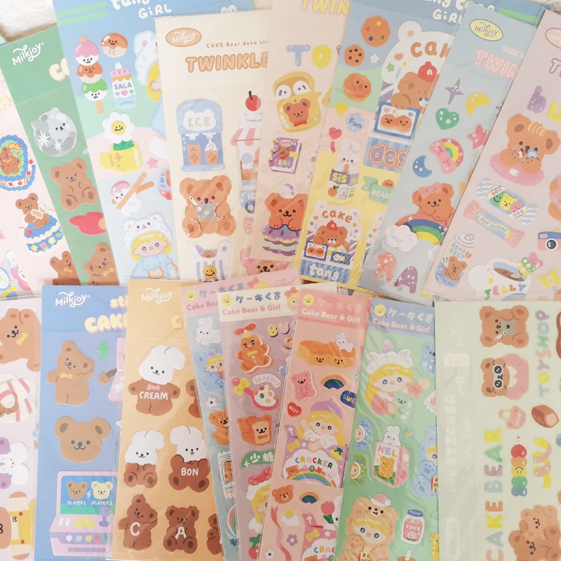 5/10Pc Cute Bear Lollipop Girl Stickers Set Scrapbooking Decorative Sticker Korean DIY Diary Album Stick Label Kawaii Stationery