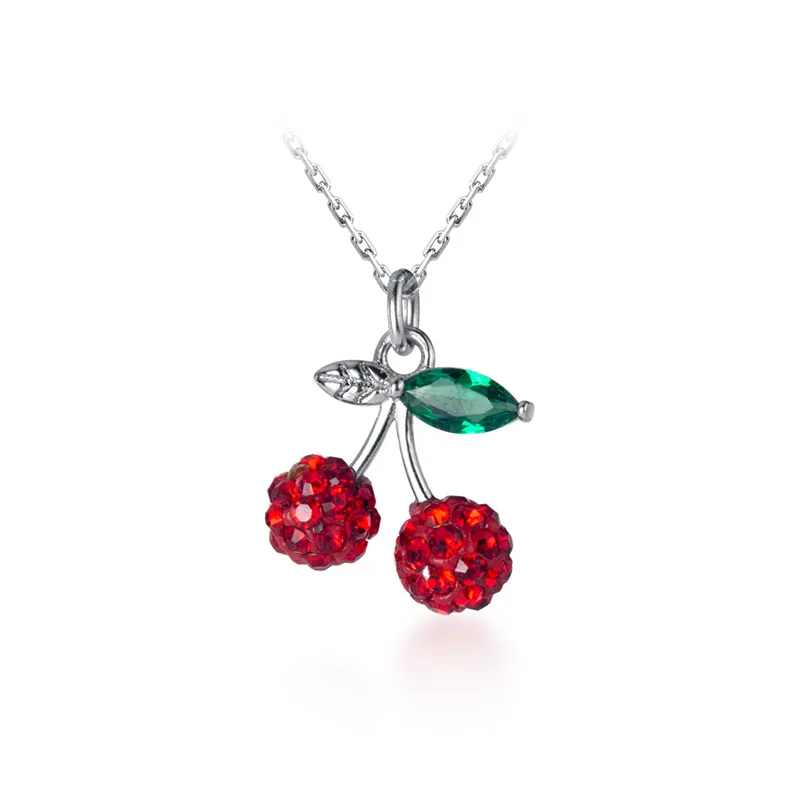 MloLiAcc-Collier en argent regardé 100% véritable pour femme et fille, joli pendentif en cristal rouge, bijoux à la mode, cadeau pour enfants, 925