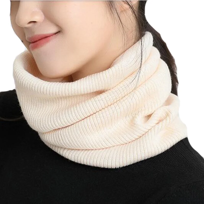 Man\'s Woman\'s Wool Knit Pullover Protects Cervical Spine Warm Scarf Winter Cycling Cover Face Windproof Fake Collar Snood O20