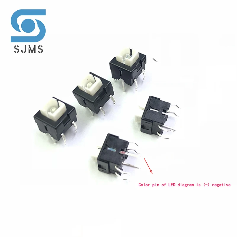 8*8*12mm DIP-6P Mit Licht LED Tactile Micro Push Button Momentary Schalter + C21 Kann licht Übertragen Runde taste Schalter Kappe – Detail 5