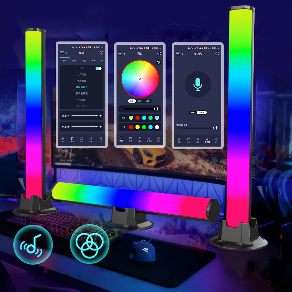 LED Light RGB Sound Control Lights App Control Music Rhythm Pickup LAMP Colorful Strip Light For DJ Disco Car Christmas Decorate