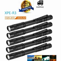D5 5Pcs XPE-R3 LED Flashlight Portable Pocket Pen Light Torch Lamp Clip Mini Dentist Light Penlight AAA Penholder Lanterna Lamp
