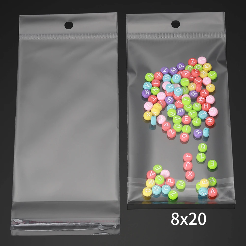 100pcs Multiple Size Clear Self-adhesive Cello Cellophane Bag Self Sealing Plastic Bags for Candy Packing Resealable Bag Jewelry