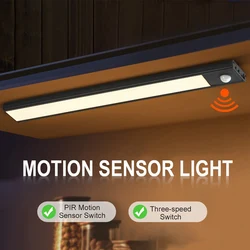 20/40/60CM Under Cabinet Light PIR Motion Sensor Thermal LED USB Rechargeable Ultra thin Aluminum Shell Lamp Night Light