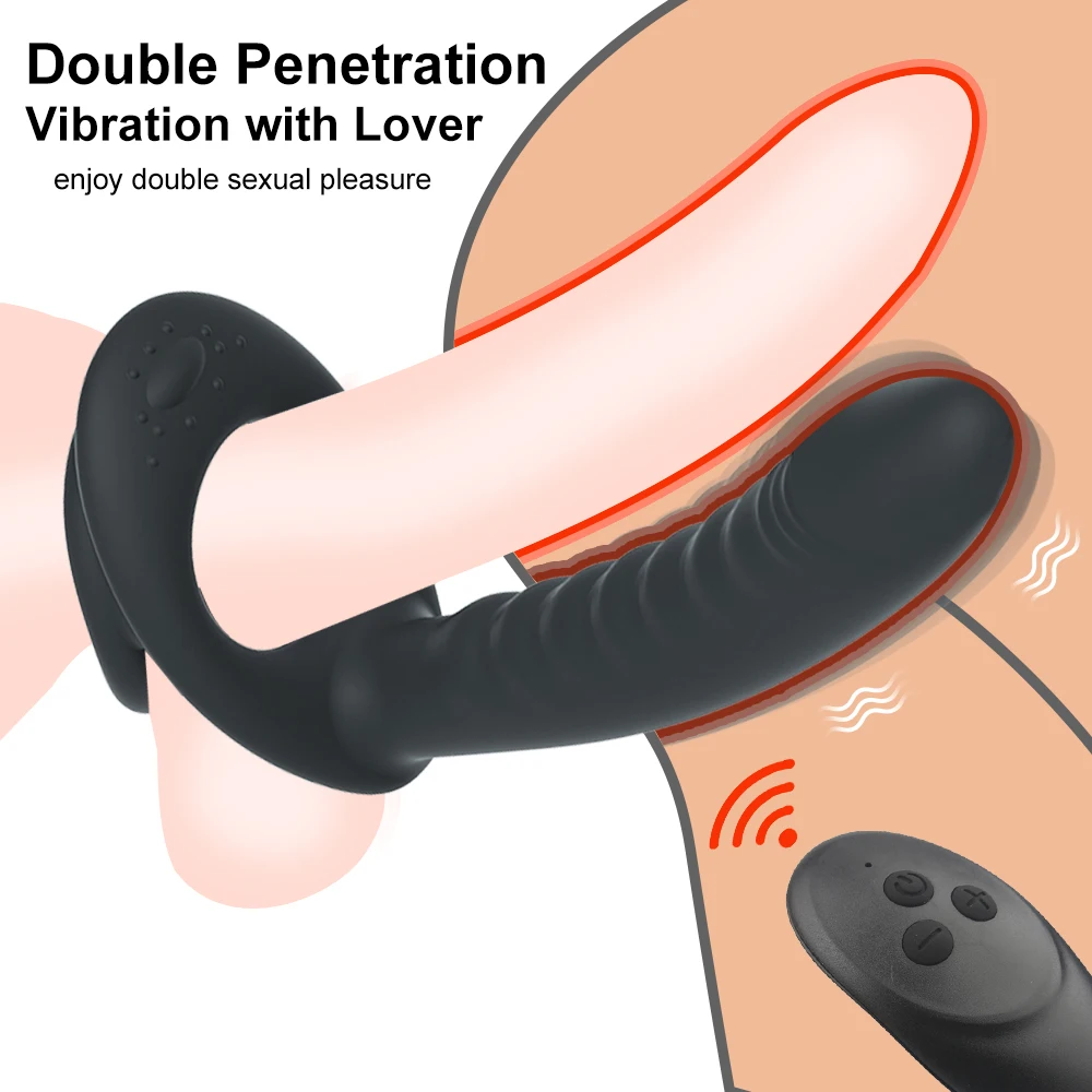 10 Frequency Double Penetration Anal Plug Dildo Butt Plug Vibrator For Men Strap On Penis Vagina Plug Adult Sex Toys For Couples