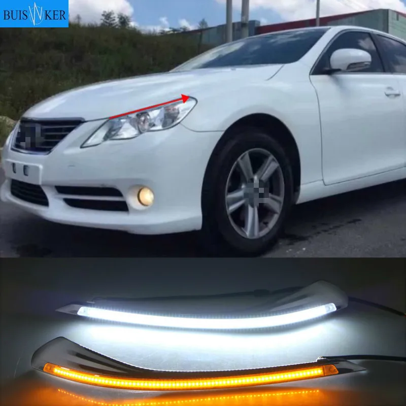 

For Toyota Reiz Mark X 2010-2013 LED Eyebrow Daytime Running Light DRL with Yellow Turn Signal Light