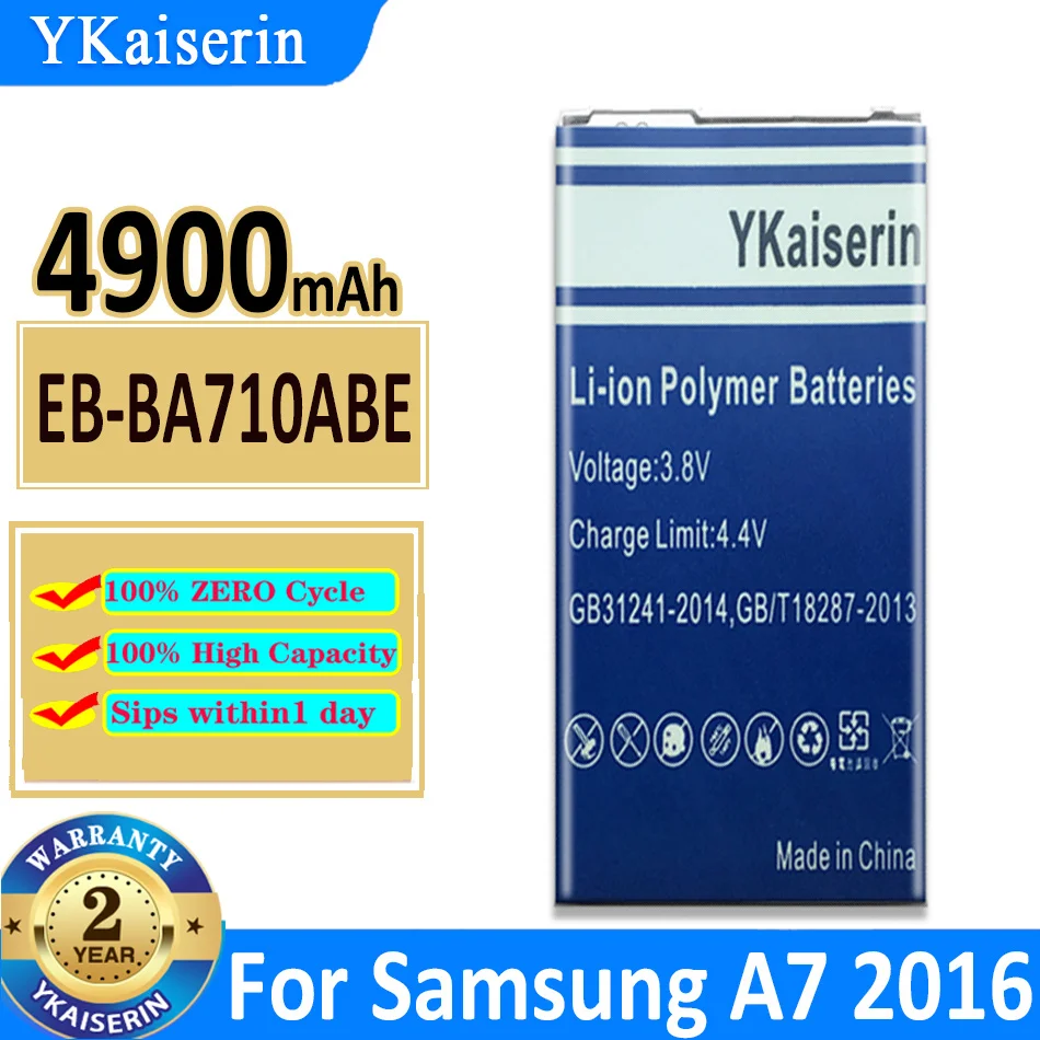 Ykaiserin-Samsung Galaxy用の交換用バッテリー、EB-BA710ABE、a7 2016エディション、a710 sm、a710f、a7100、a7109、eb、ba710abe、4900mah