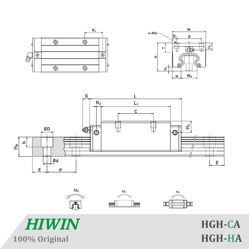 Imagem -04 - Hiwin Original Hgh20 Trilho de Guia Linear e Blocos de Transporte 300 400 500 600 mm Guideways Lineares Quadrado Hgr20 Alta Precisão Cnc