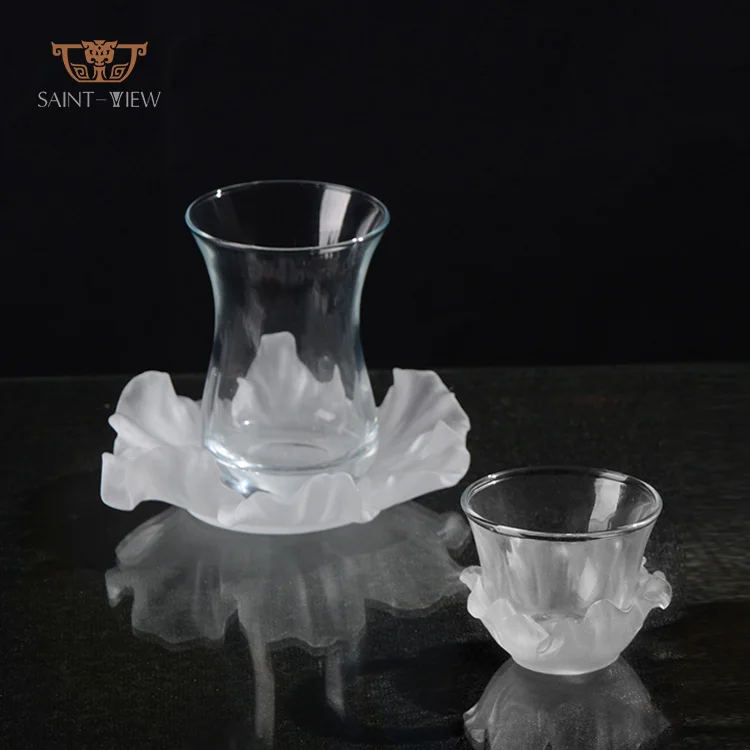 SAINT-VIEW White Clear Restaurants Coffee Tea Unique Modern Poppy Cups Set