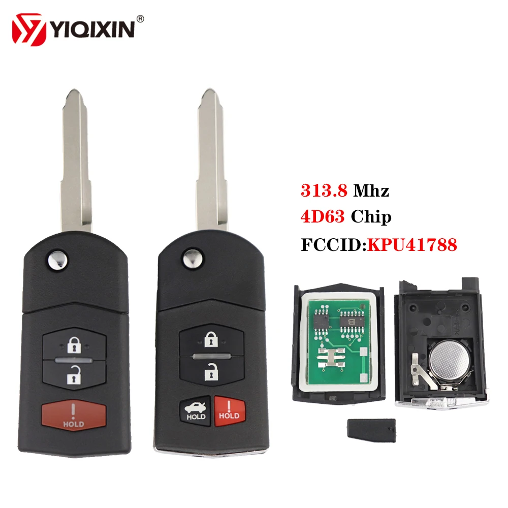 

YIQIXIN 3/4 Buttons For Mazda 3 5 6 CX-7 CX-9 MX-5 M6 Sedan RX-8 2005-2008 313.8Mhz 4D63 FCCID:KPU41788 Remote Folip Car Key