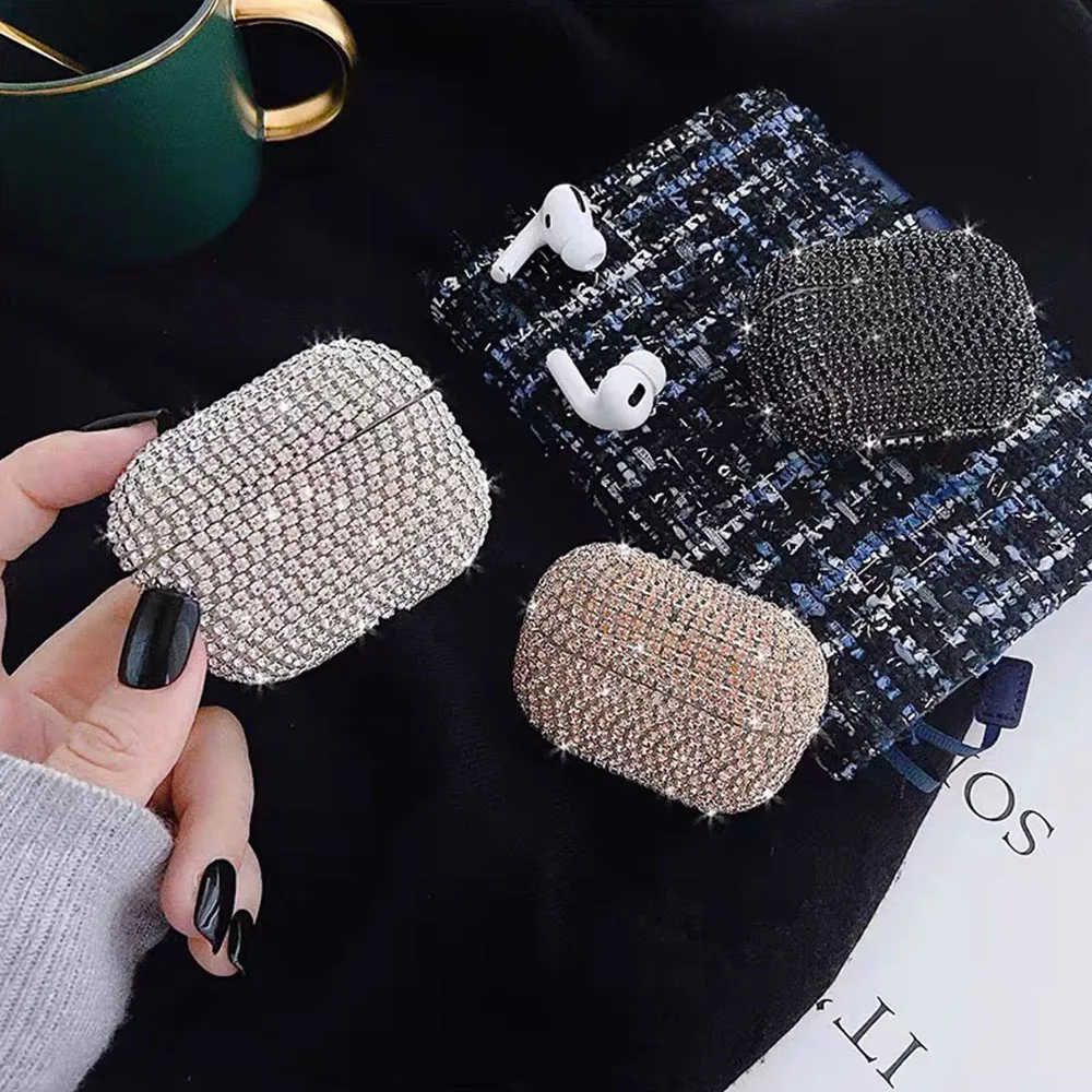 Pha Lê Sang Trọng Tai Nghe Dành Cho Apple AirPods Tai Pro 3 Bảo Vệ Ốp Lưng Glitter Cho Airpods AirPod Bling Cứng Tai Nghe Bao