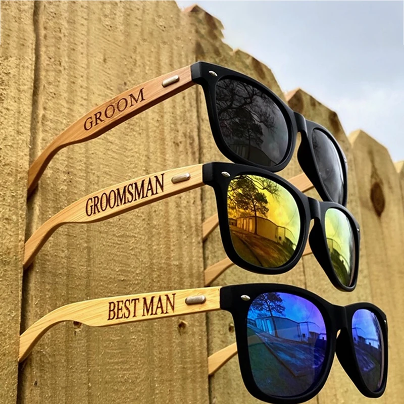 

Personalized Wood Sunglasses Groomsmen Proposal Gift Custom Polarized Engraved Wooden Sunglasses Bridesmaid Gifts