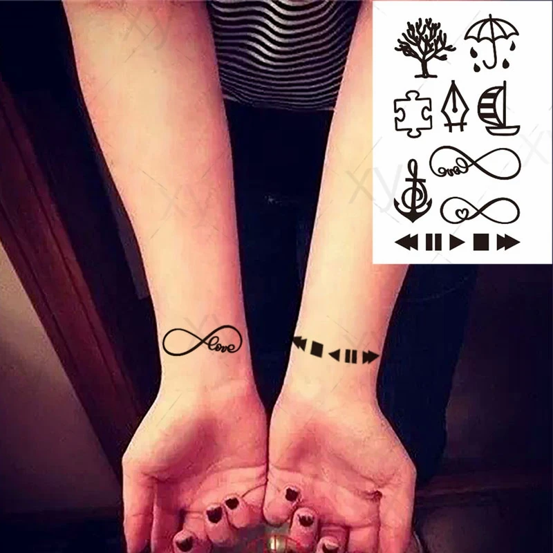 Waterproof Temporary Tattoo Sticker Ins Black Small Pattern Hourglass Astronaut Body Art Flash Tatoo Fake Tatto for Women Men