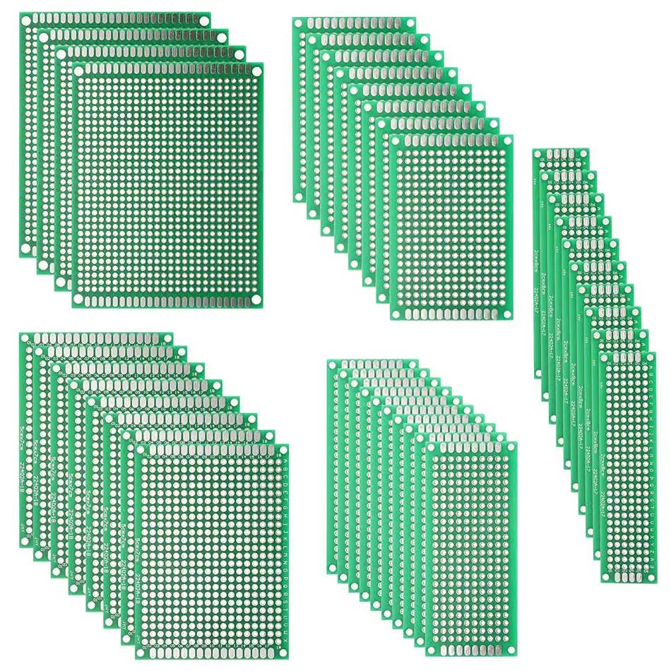 Kit di circuiti stampati per prototipazione su due lati per PCB da 40 pezzi, schede per circuiti stampati perforate non tracciate universali di 5