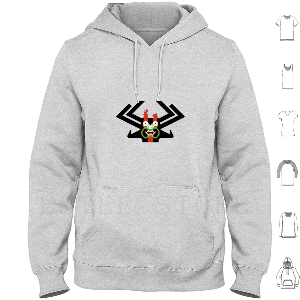 Pixelated Master Of Darkness Hoodies Long Sleeve Aku Jack Demon Shapeshifting Master Darkness Evil Series Pixel