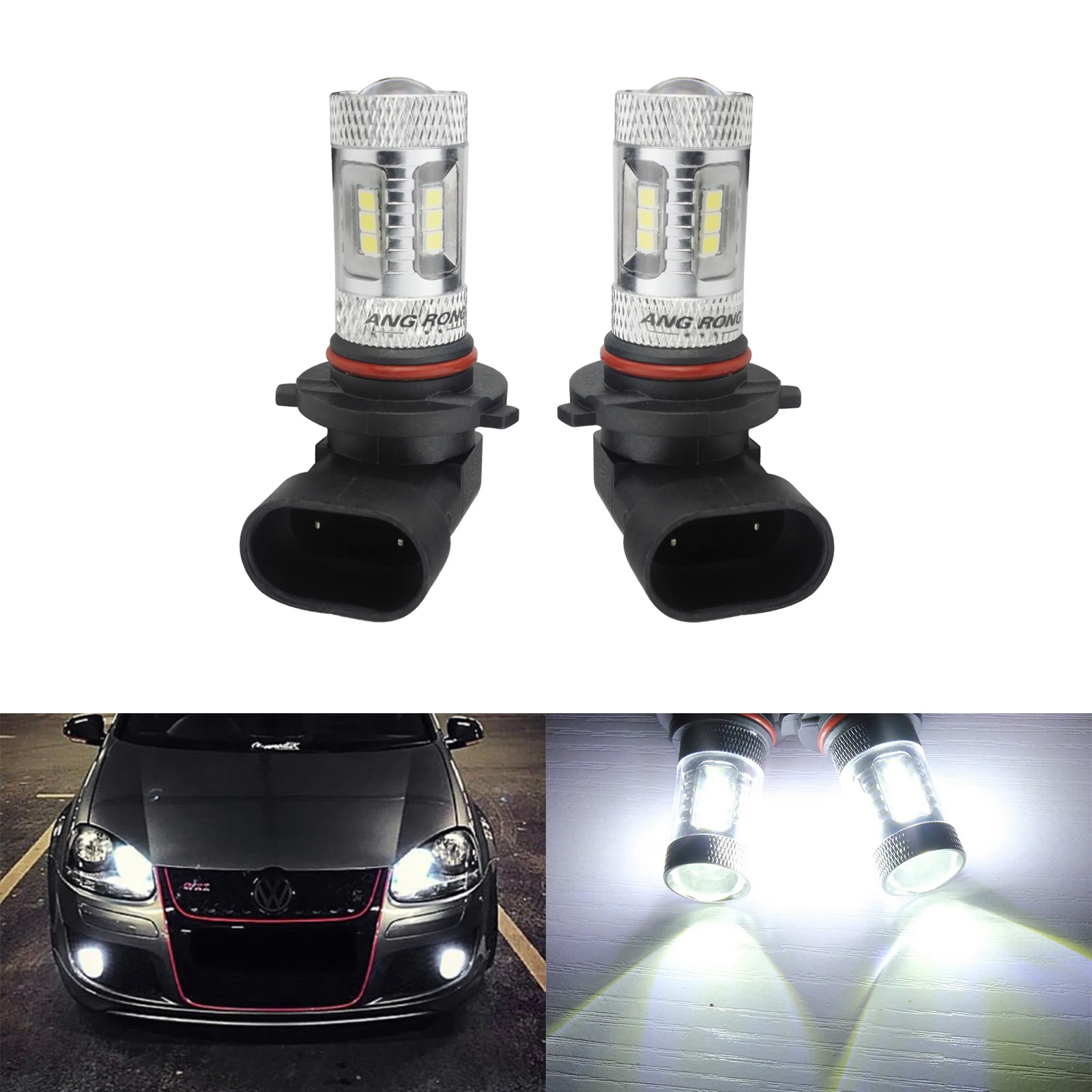 ANGRONG 2x 15 SMD 2835 LED 9006 HB4 Bulb High Power 15W LED Fog Lamp Daytime Light DRL White(CA263x2)