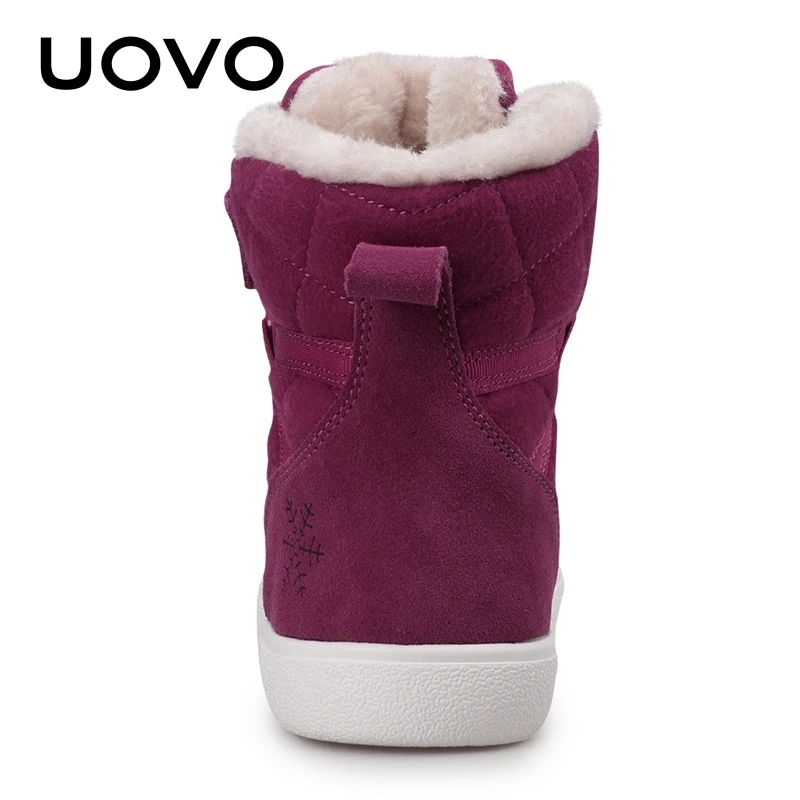 UOVO New Arrival Winter Kids Snow Fashion Children Warm Boots Girls Shoes With Plush Lining Size 28-38