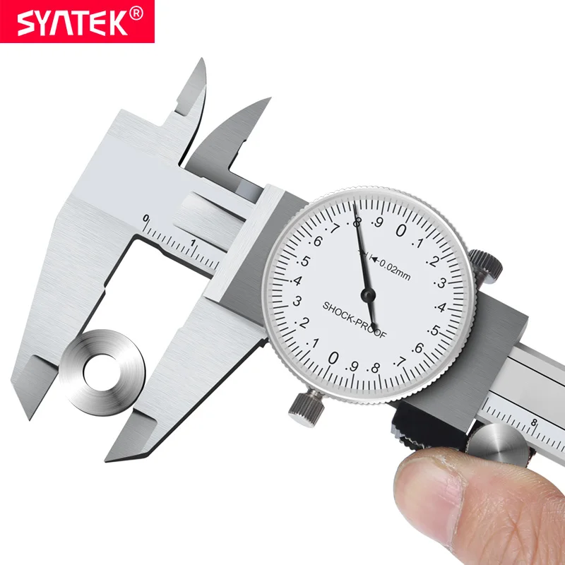 SYNTEK 0.02mm Metric Gauge Measuring Tool Dial Calipers 0-150mm/200mm Shock-proof Stainless Steel Precision Vernier Caliper Box