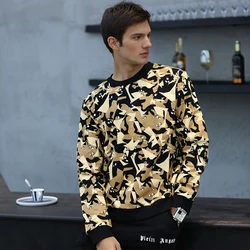 AlexPlein Graffiti Sweatshirt Men 100% Cotton Round Neck Winter Streetwear Men's Clothing Fashion Aesthetic Casual Wear Stylist