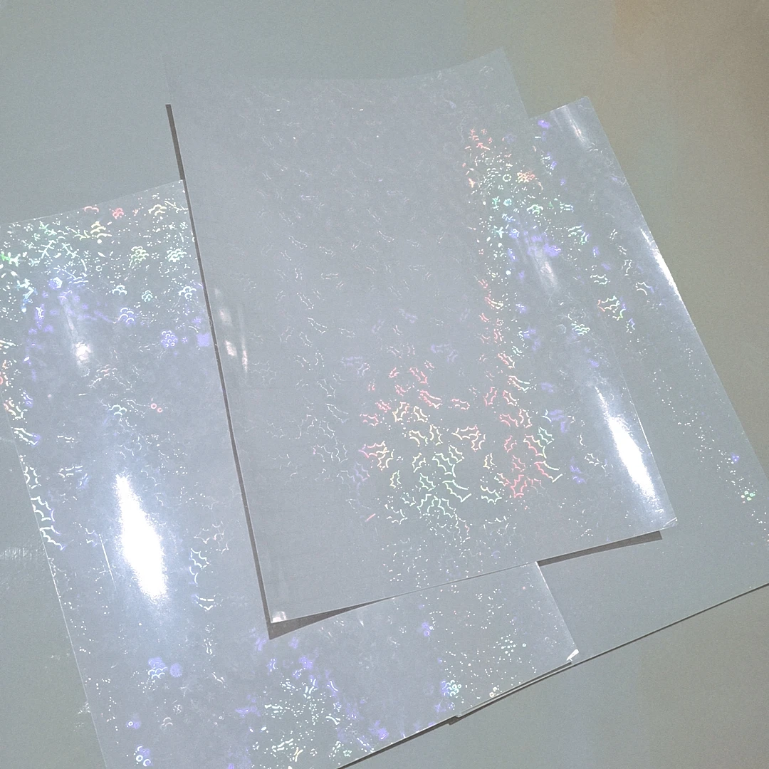 Holographic Silk Ribbon Foil Adhesive Tape Cold Laminating On Paper Plastic 50 Sheets 210x297 MM DIY Package Color Card