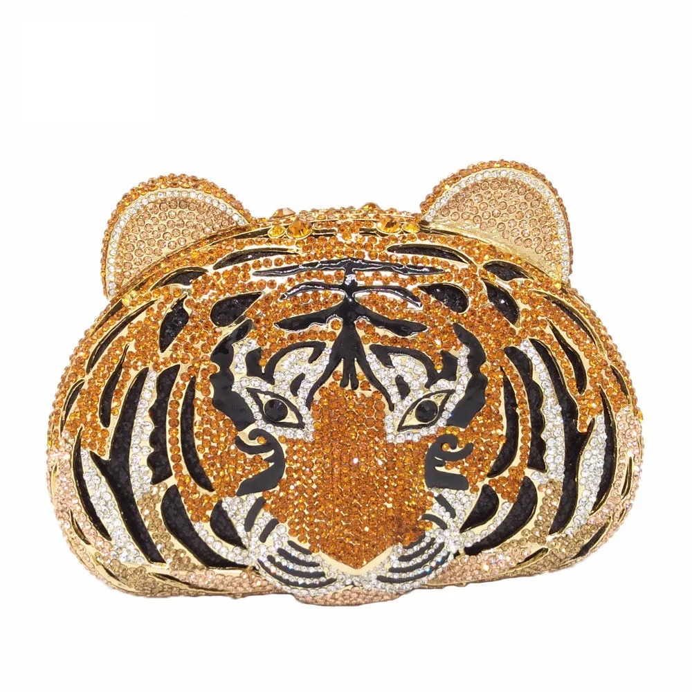 

19x13CM Clutch Bag Women Evening Bag Animal Tiger Diamond-studded Dinner Bag Party Bag Banquet Bag a6612