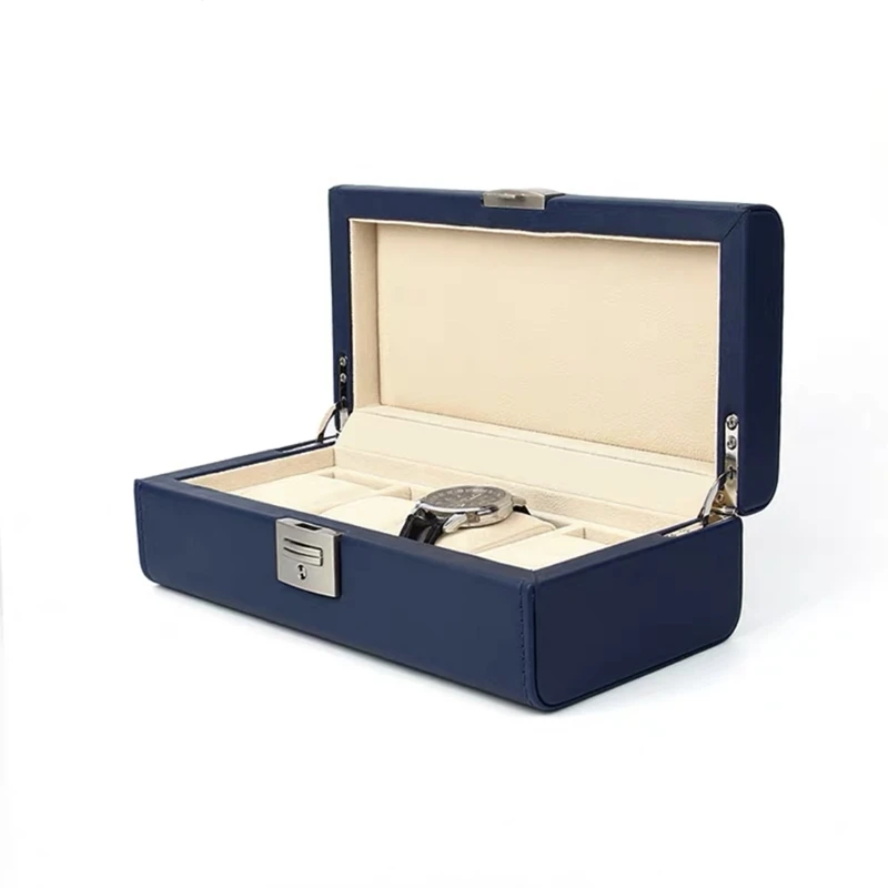 4 Slots Leather Watch Box Organizer New Watch Case Storage Box With Lock Jewelry Collect Case Watch Holder For Men