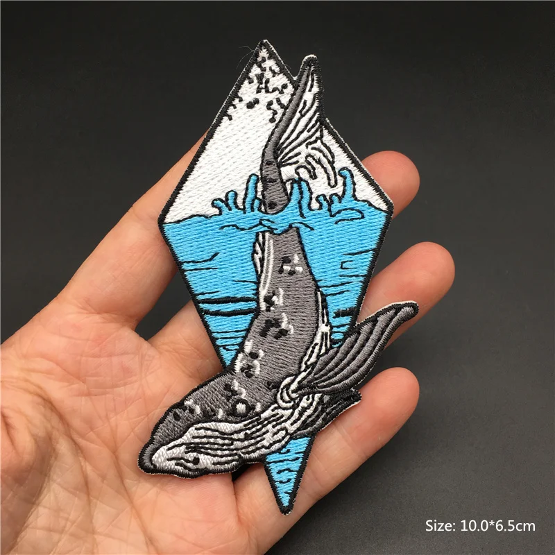 Van Gogh Iron on Patches for Clothing Mountain Ocean Whale Embroidery Patches on Clothes Backpack Stickers Badges Appliques