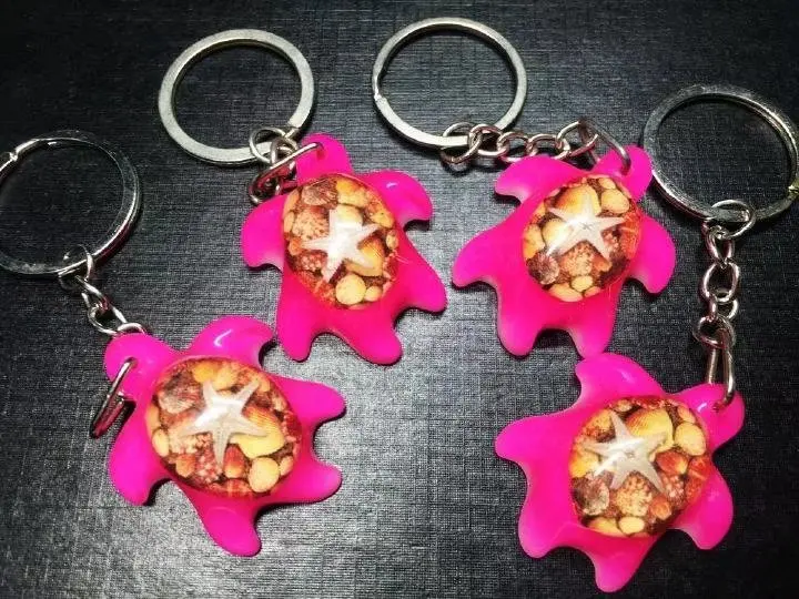 15 PCS Magic Design Mixed Real Starfish Specimen Turtle Key Chains Men Women's Car Keychains Keyrings