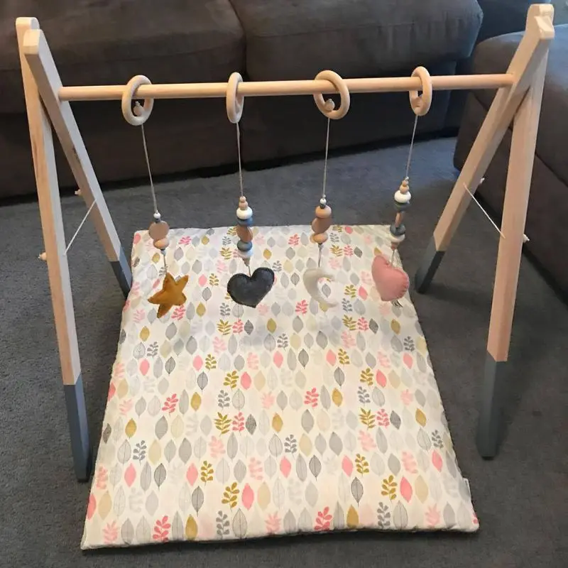 Nordic Style Wooden Baby Gym Baby Play Frame Nursery Sensory Ring-pull Toy Wooden Infant Child Gym Rack Kids Girls Room Decor