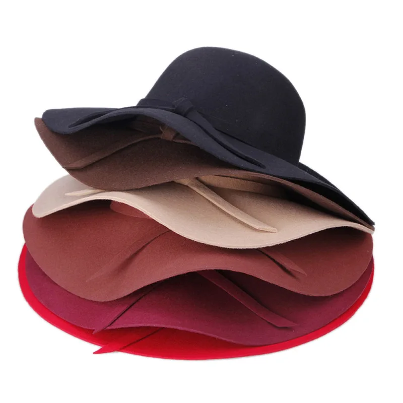 

100% Wool Autumn And Winter Lager Fashion Female Elegant Casual Fedora Hats For Luxury Panama Caps Travel Sunshade Hats