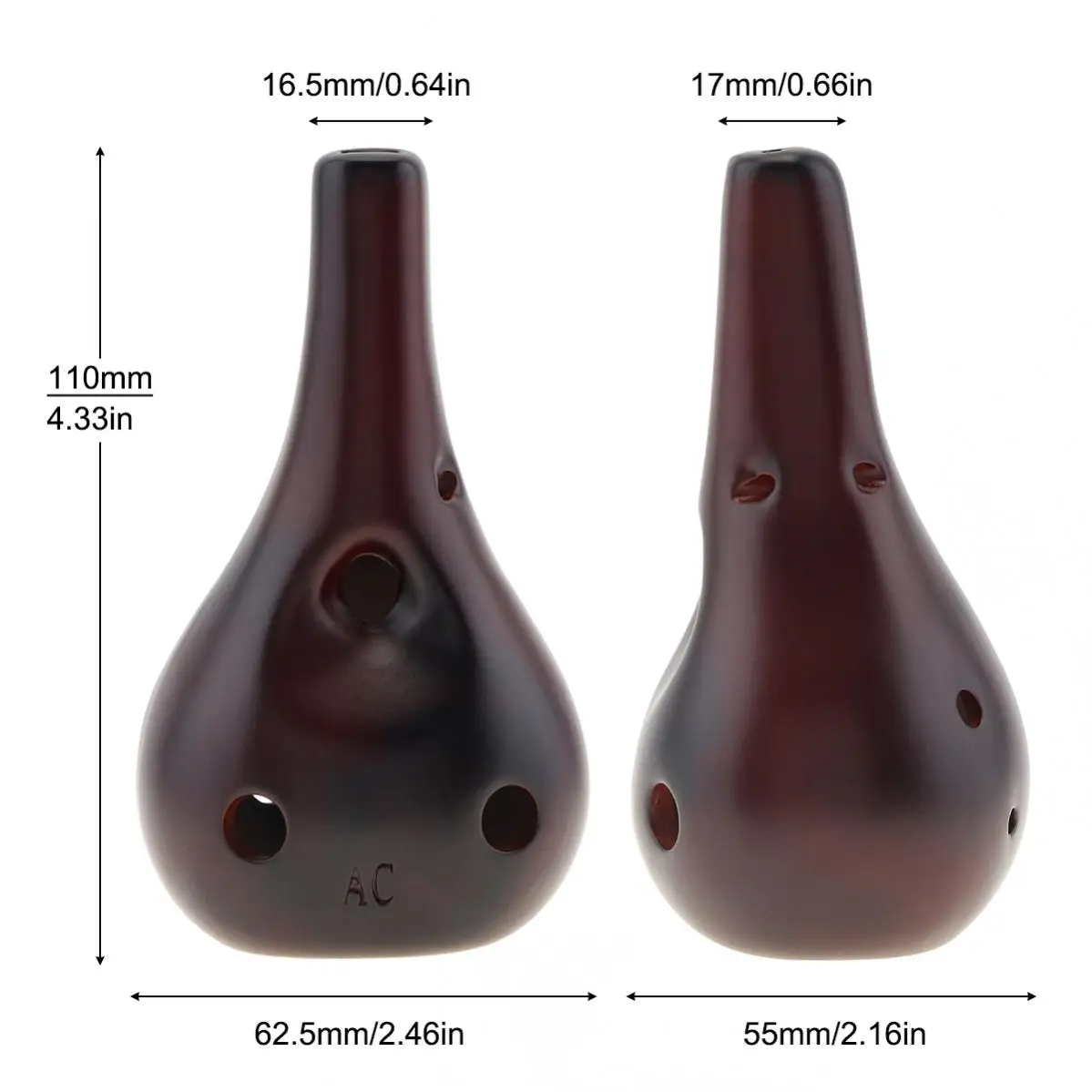 6 Holes Alto Tone C Ocarina Flute Ceramic Black Pottery Smoky Glaze Flute Musical Instrument for Beginner with Hang Rope