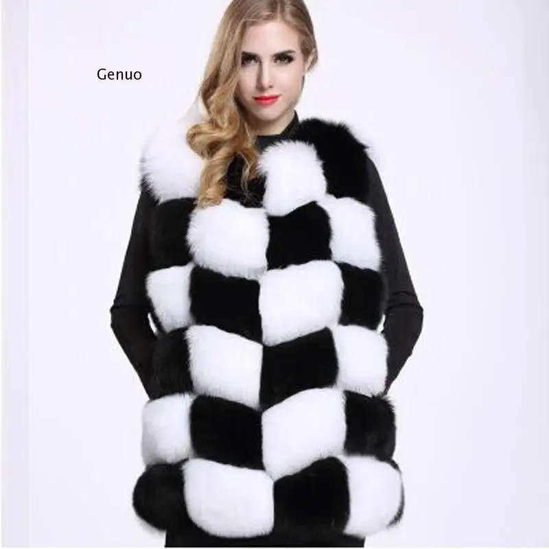 Fur Coat Women Sleeveless Vest Black Red Grey Green Pink Blue Fur Jackets Winter Outerwear Women Clothing 3Xl 4Xl