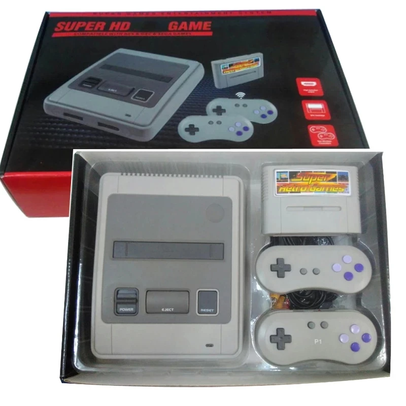 HD Retro TV Video Game Console For Snes Game Cartridges with 2 Wireless+1 Wired Gamepads Free Game Card with 518 Games for Nes